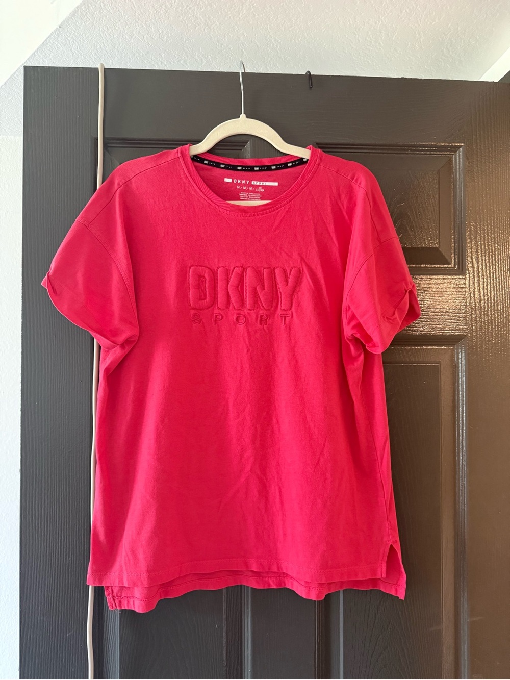 DKNY Raspberry Embossed Logo Short Sleeve Tee